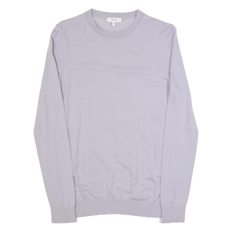 REISS Wessex Womens Jumper Purple Tight Knit Wool XS