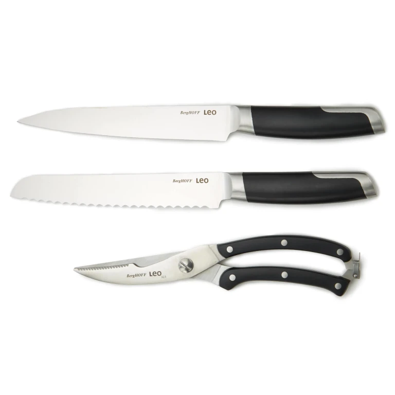 Leo Graphite 3Pc Stainless Steel Forged Cutlery Set, Black