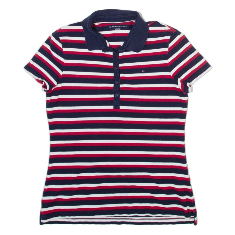 TOMMY HILFIGER Womens Polo Shirt Red Striped M