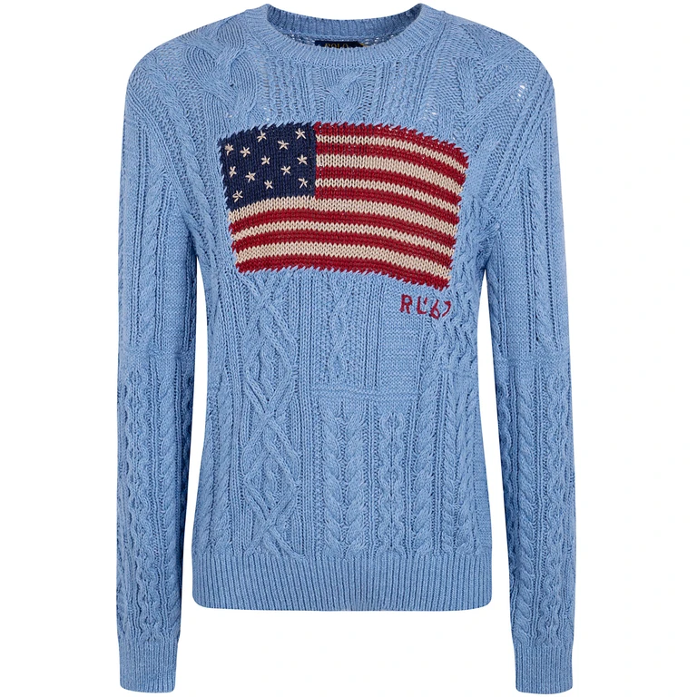 POLO RALPH LAUREN Long Sleeves Round Neck Flag Sweater