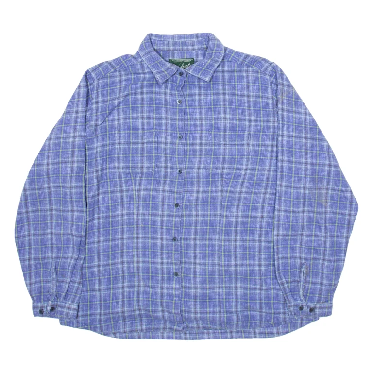 WOOLRICH Womens Shirt Purple Wool Check Long Sleeve XL