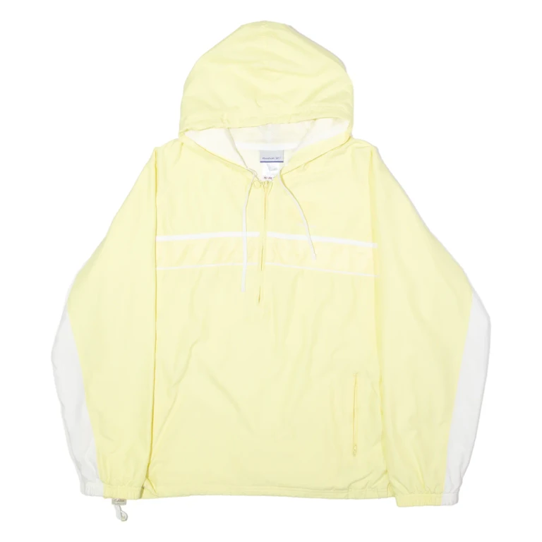 REEBOK Womens Pullover Jacket Yellow 90s Hooded UK 18