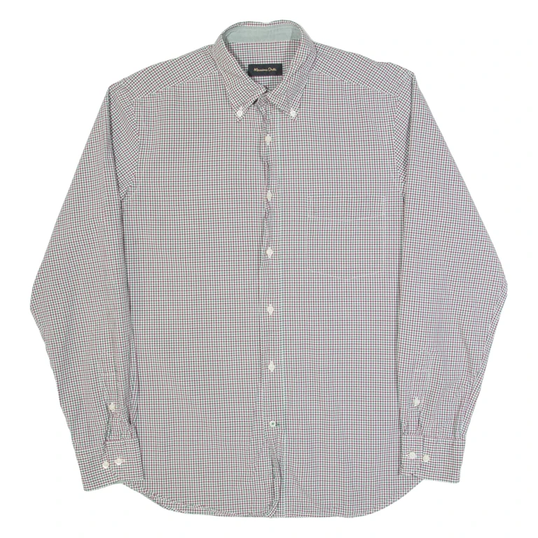 MASSIMO DUTTI Mens Shirt Red Check Long Sleeve L