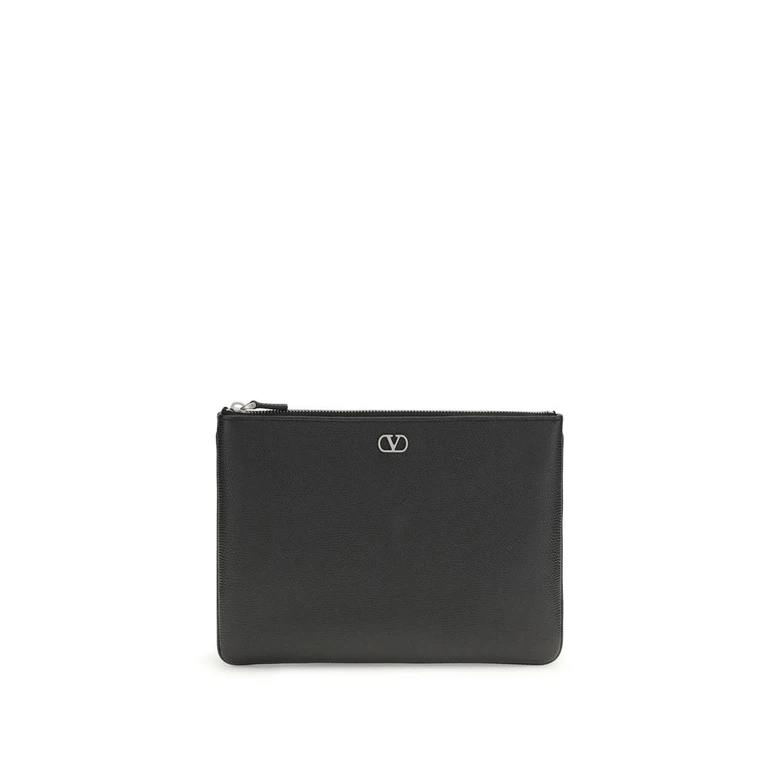 Valentino Garavani Black Calf Leather Bos Taurus Clutch Bag - Men