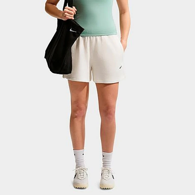 Nike Women's Sportswear Chill Waffle Loose Mid-Rise Shorts in Sail/Black Size: XS