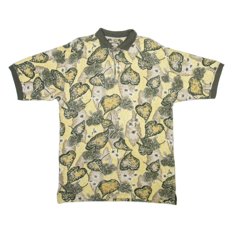 TOMMY BAHAMA Mens Polo Shirt Yellow Floral M