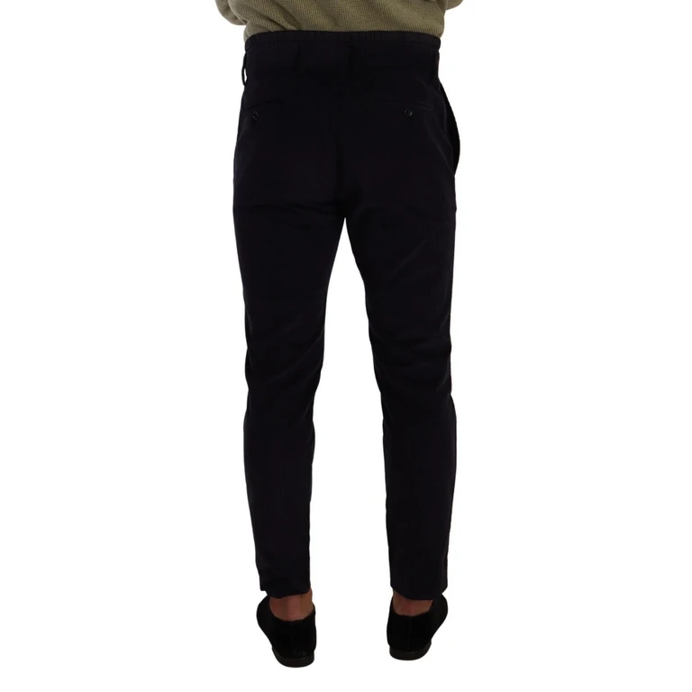 Blue Cotton Skinny Corduroy Trouser Pants Polyester - Men