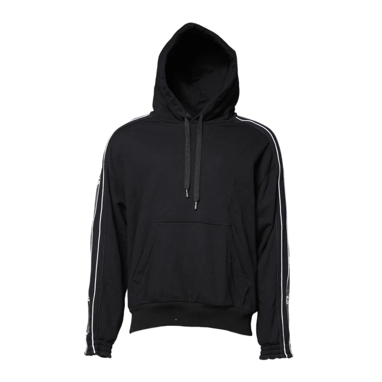 Dolce & Gabbana Black Cotton Logo Hooded Sweatshirt Sweater Clothing - Men