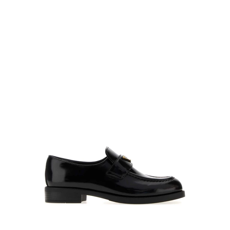 Prada Black Leather Loafers Nero Mocassini - Women
