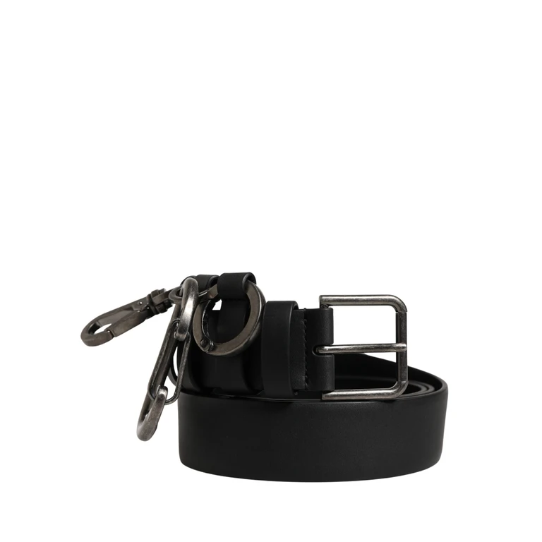 Dolce & Gabbana Black Calf Leather Silver Metal Buckle Belt - Men