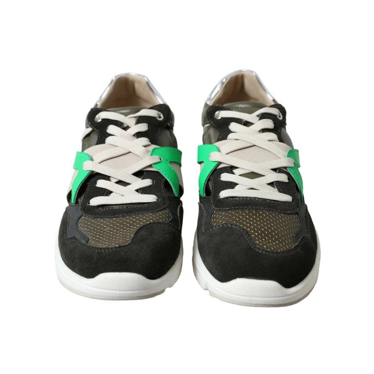 Dolce & Gabbana Multicolor Leather Suede Low Top Sneakers Shoes - Men