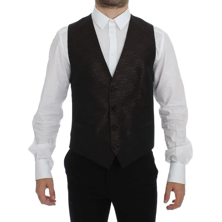 Dolce & Gabbana Black Wool Logo Dress Gilet Vest Virgin - Men