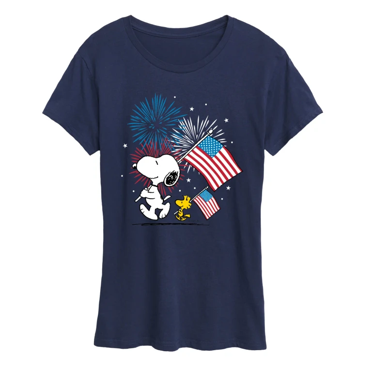 Snoopy and Woodstock Americana - Women's Short Sleeve Graphic T-Shirt
