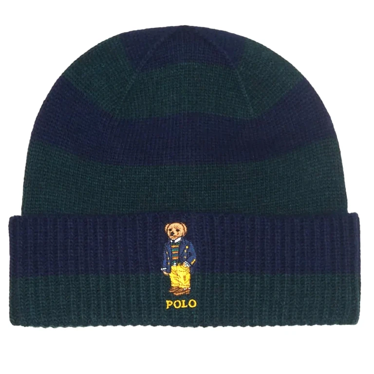 Men's Rugby Stripe Bear Beanie Hats