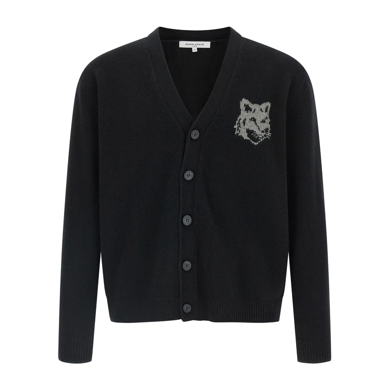 Maison Kitsuné Black Merino Wool Cardigan Clothing - Men