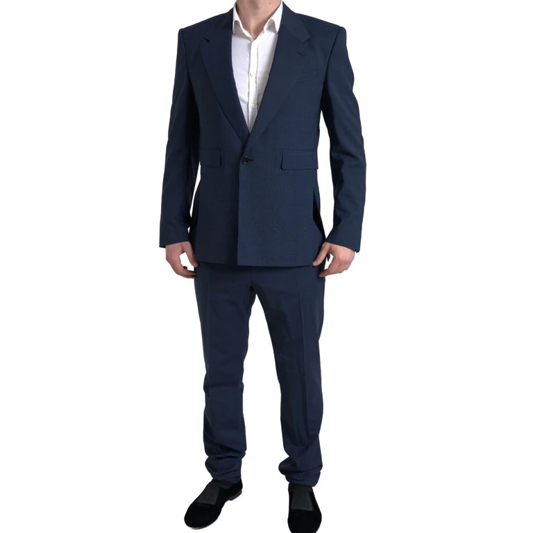 Blue 2 Piece Single Breasted Sicilia Suit Polyester Wool Elastane - Men