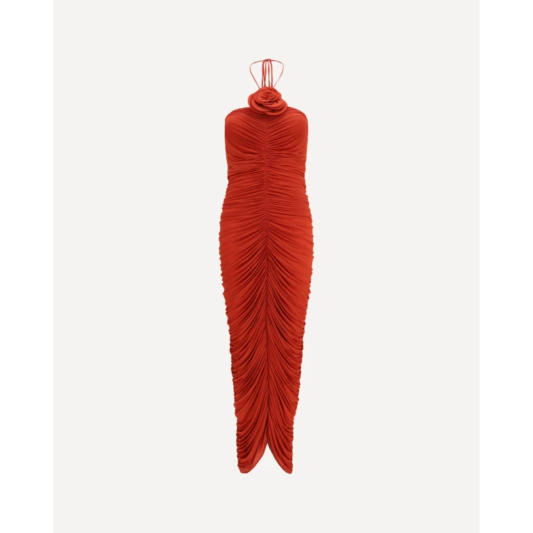halterneck Dress with floral ruching Female 38