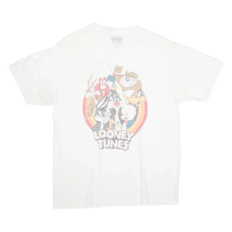 LOONEY TUNES Mens T-Shirt White USA L