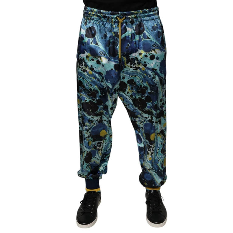 Dolce & Gabbana Multicolor Marble Print Jogger Men Sweatpants Pants Polyester Elastane - Men