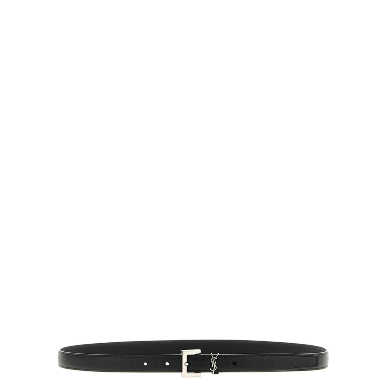 Saint Laurent Black Calfskin Regular Belt - Men