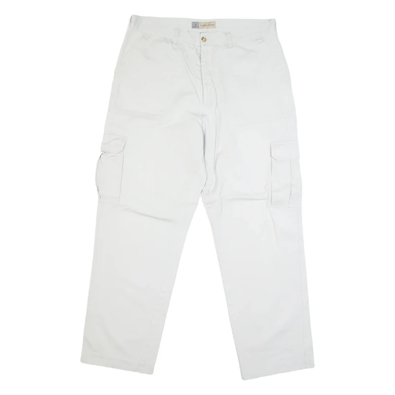 BLACK & BROWN Cargo Mens Trousers Grey Regular Straight W35 L30