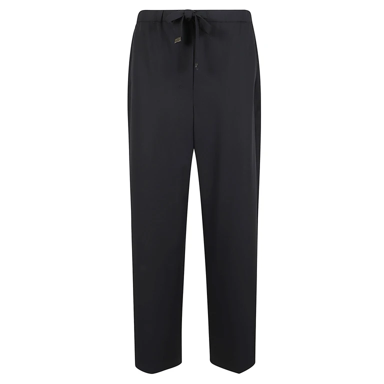 Max Mara S Pantalone Lungo Coulisse Argenta Blue Lana Vergine Ovis Aries Pantaloni - Women