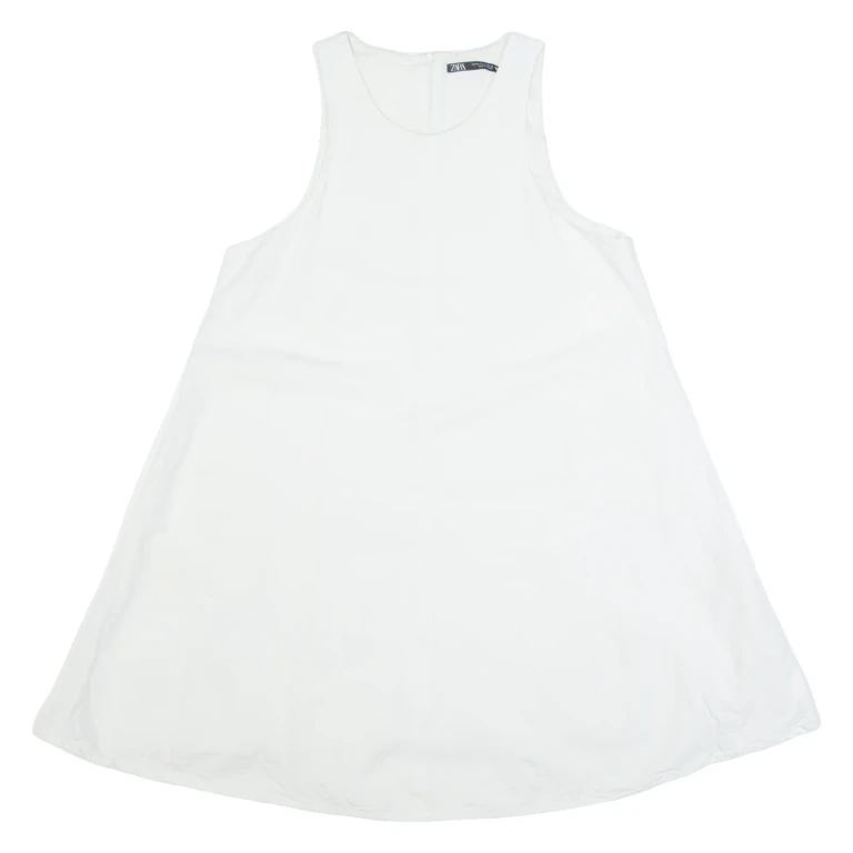 ZARA Oversized Womens Day Dress White Sleeveless Knee Length M