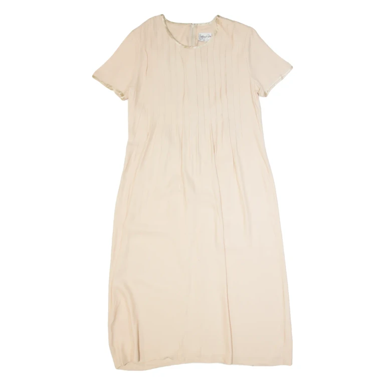 JEFFREY & DARA Womens Day Dress Cream 90s Short Sleeve Long L
