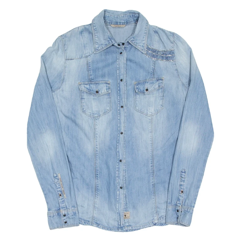 GUESS Womens Denim Shirt Blue Long Sleeve S