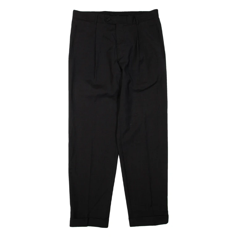 Mens Trousers Grey Regular Tapered Wool W34 L33