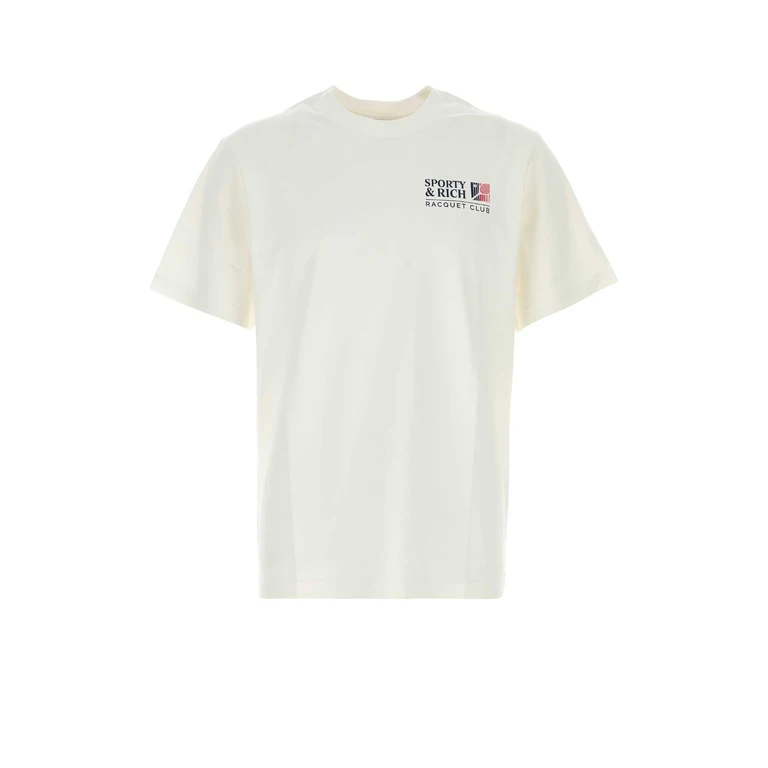 Sporty & Rich White Cotton T-Shirt Whitenavyruby Exterior - Men