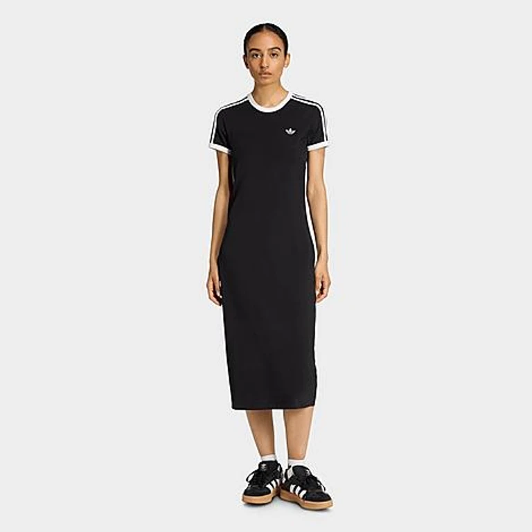 adidas Women's adicolor Originals 3-Stripes Slim Dress in Black/White Size: XXS