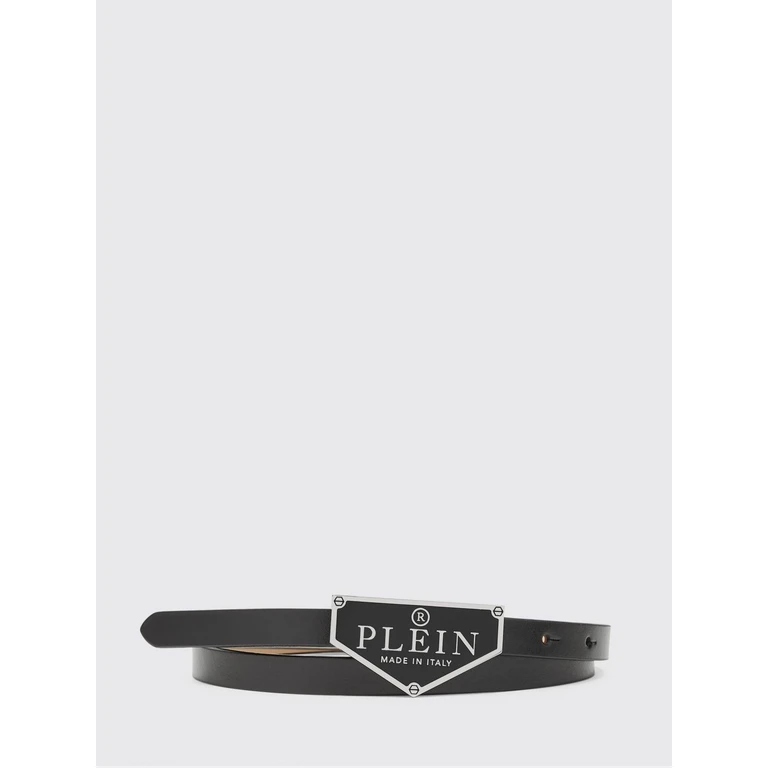 Slim Smooth Leather Belt with Enameled Logo Buckle (FAAAWVA0371PLE010N0291)