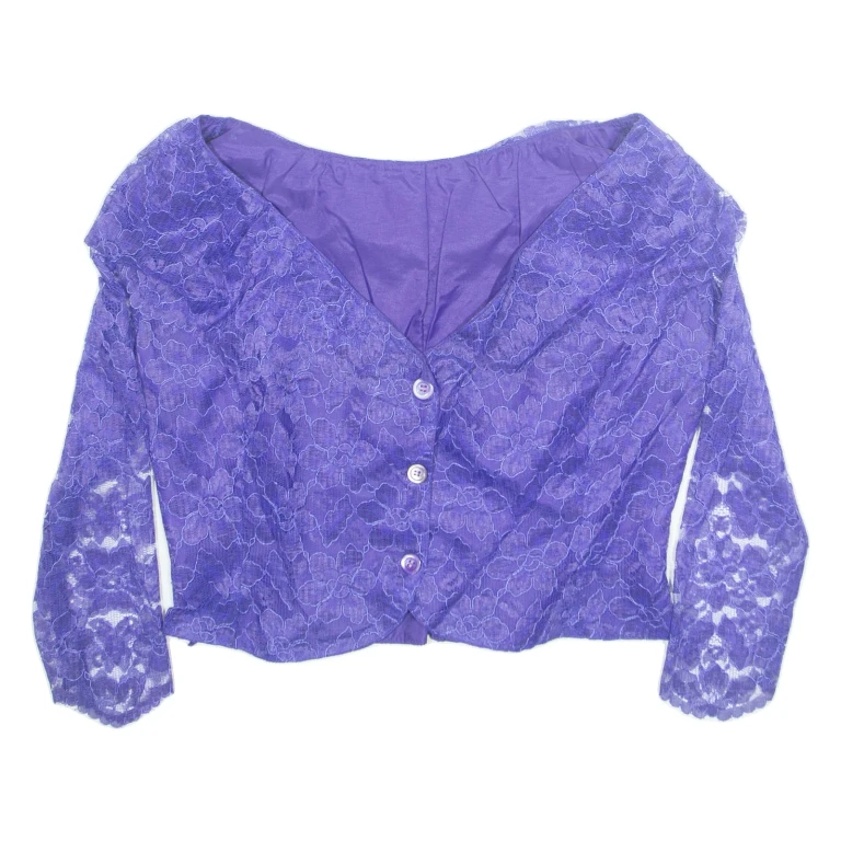Womens Blouse Purple V-Neck Long Sleeve M