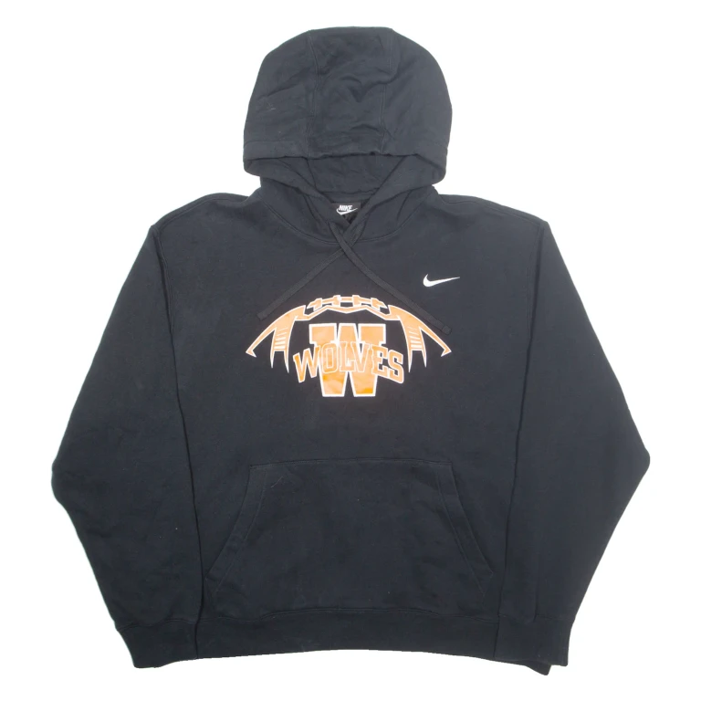 NIKE Wolves Mens Black Hoodie USA 2XL