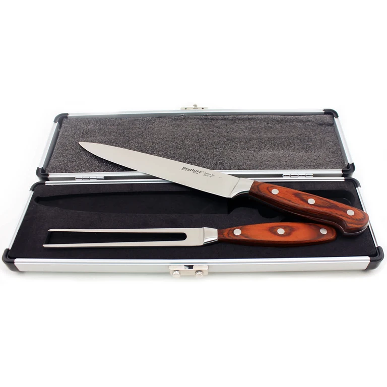 Pakka Wood 3Pc Stainless Steel Carving Set with Case