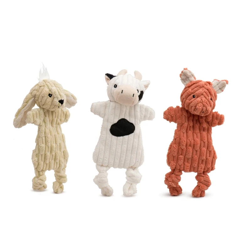 Barnyard HuggleFlatties Assorted Durable Plush Dog Toys (3pk)