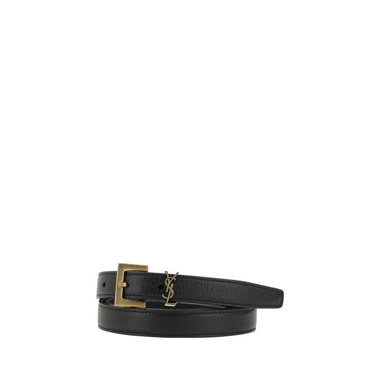 Saint Laurent Black Calf Leather Bos Taurus Regular Belt - Men