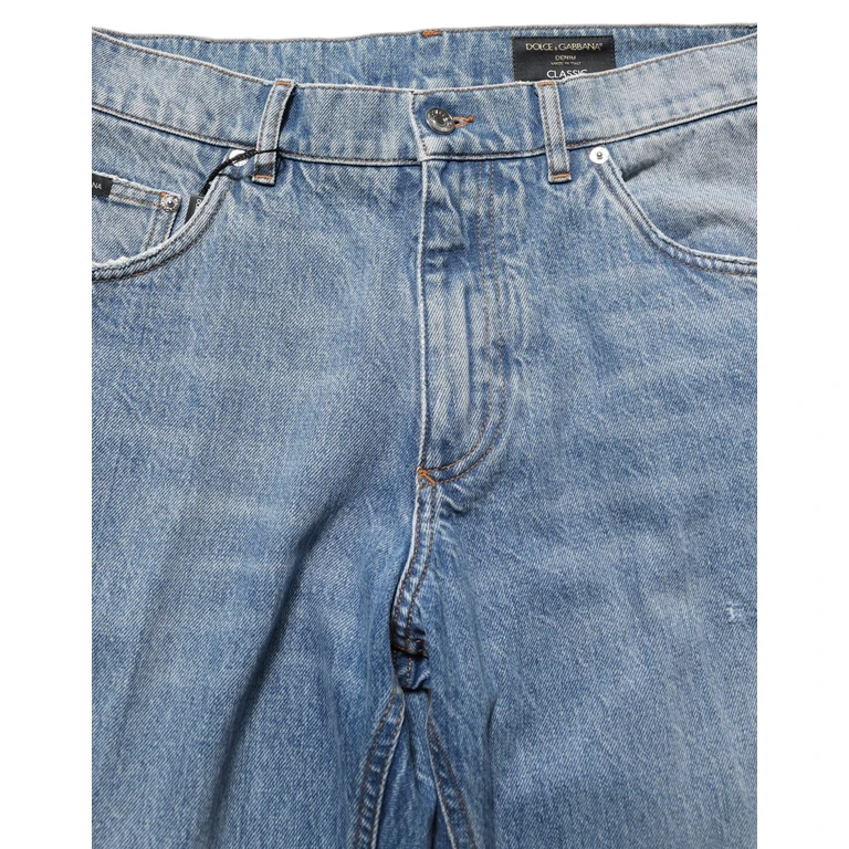 Dolce & Gabbana Light Blue Washed Midwaist Classic Denim Jeans Cotton Clothing - Men