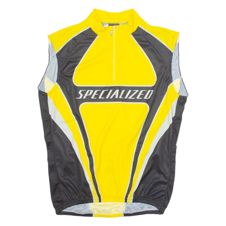 SPECIALIZED Cycling Mens Jersey Yellow Sleeveless 1/4 Zip 2XL