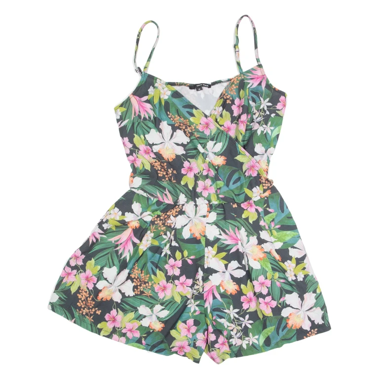 TALLY WEIJL Womens Playsuit Black Floral Wide-Leg S