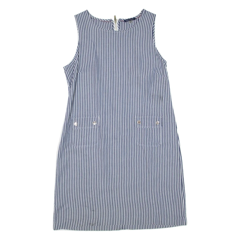 TOMMY HILFIGER Womens Day Dress Blue Striped Sleeveless Knee Length M