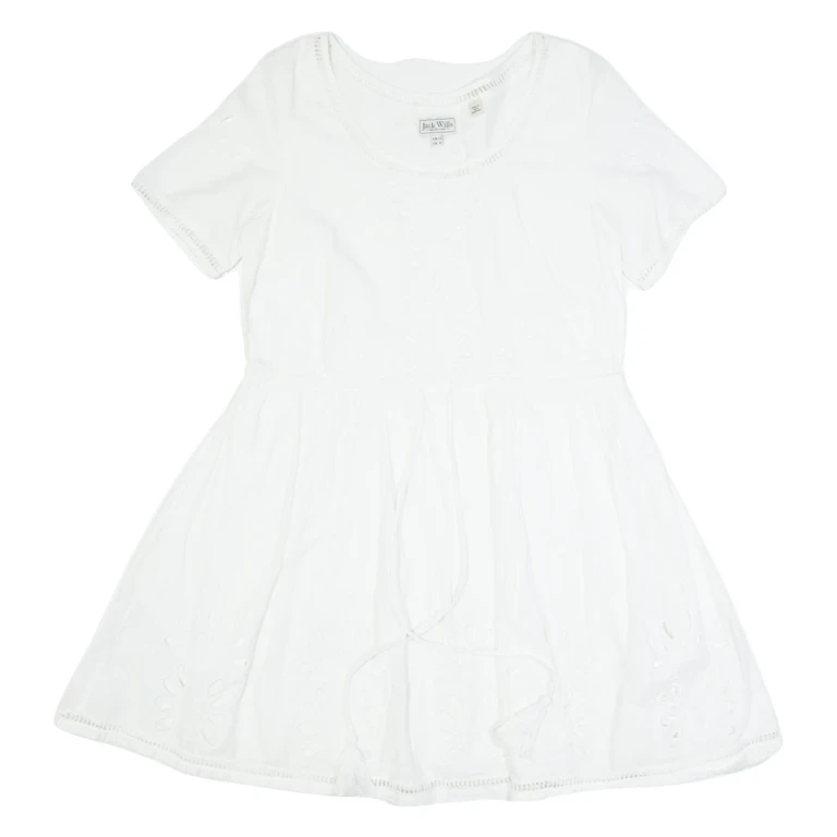 JACK WILLS Womens Day Dress White Short Sleeve Knee Length UK 12