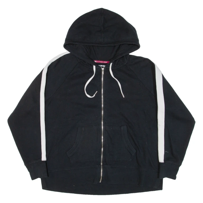 TOMMY HILFIGER Womens Black Hoodie Full Zip XL