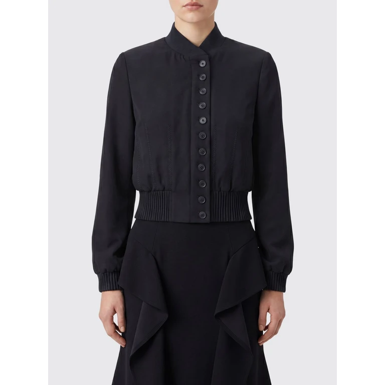 McQueen Asymmetric Pure Silk Bomber Jacket Alexander with Button Closure (865429QBADT1000)