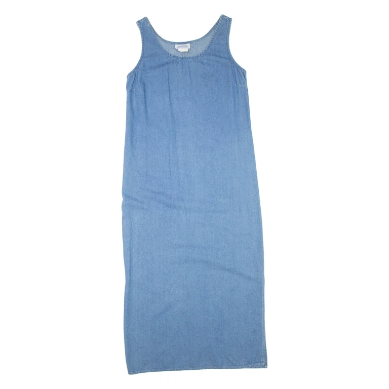 PANACHE Womens Shift Dress Blue Denim Sleeveless Long M