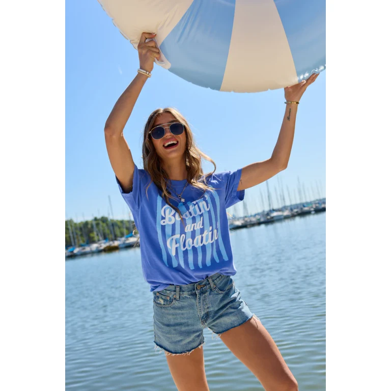 Boatin' And Floatin' Blue Graphic Tee
