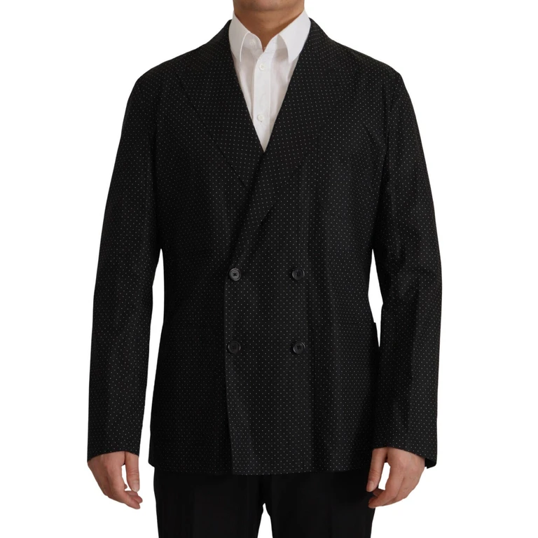 Black Polka Dotted Cotton Blazer Jacket Clothing - Men