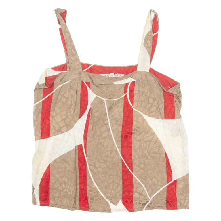 Womens Printed Vest Brown Sleeveless Crazy Pattern S