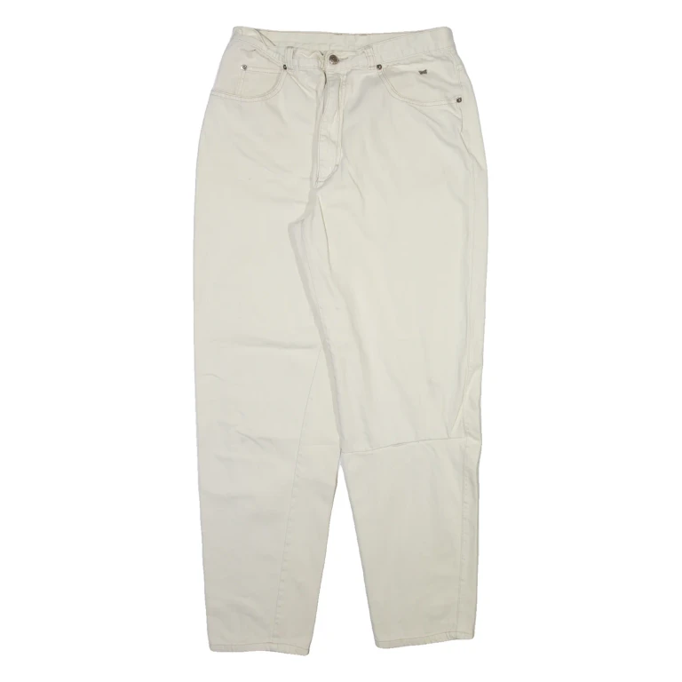 TEDDY'S Womens Trousers Cream Relaxed Tapered W29 L29